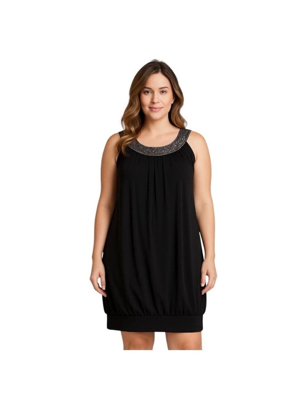 Valery Bertinelli Black Coctail Party Dress Short Beaded Sheath Sleeveless Sz 4